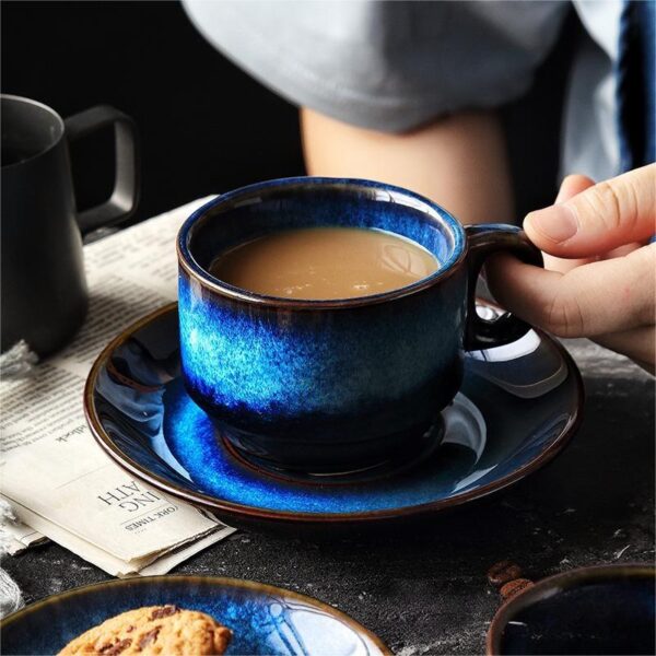 Creative Retro Coffee Cup Blue Set - Image 2