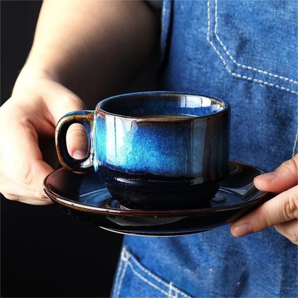 Creative Retro Coffee Cup Blue Set - Image 3