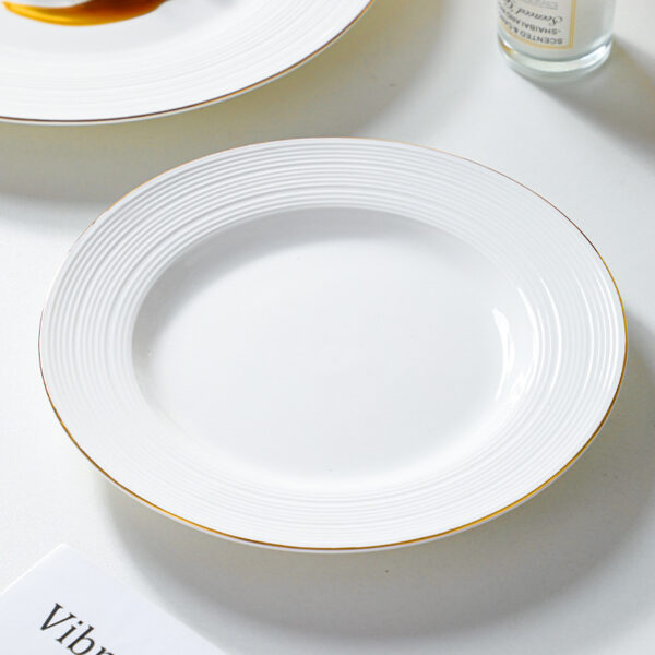 Gold line flat plate dinner plate