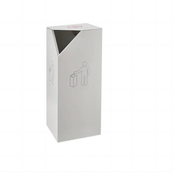 White square geometric floor trash can