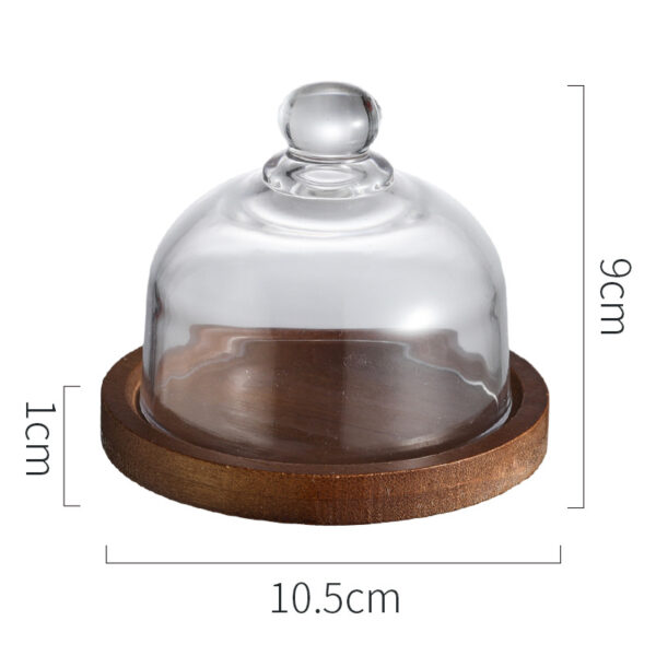 Wooden Cake stand with glass lid dessert plate - Image 6