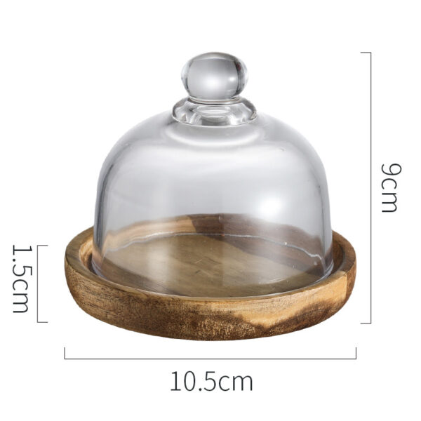 Wooden Cake stand with glass lid dessert plate - Image 5