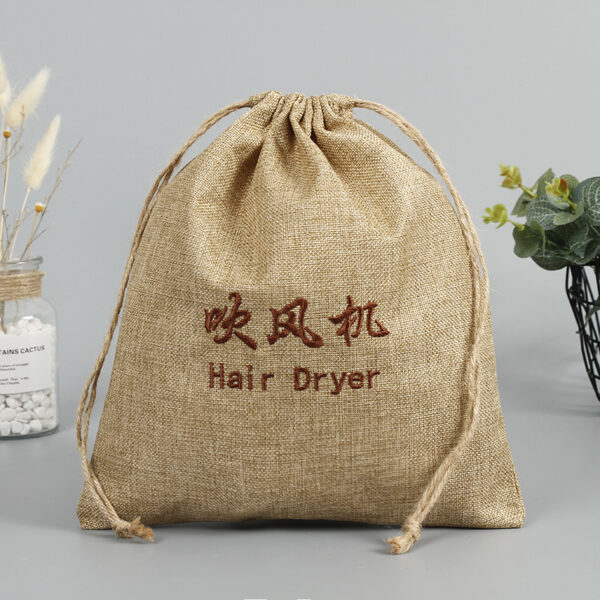 Hotel flannel hair dryer bag with drawstring storage - Image 3