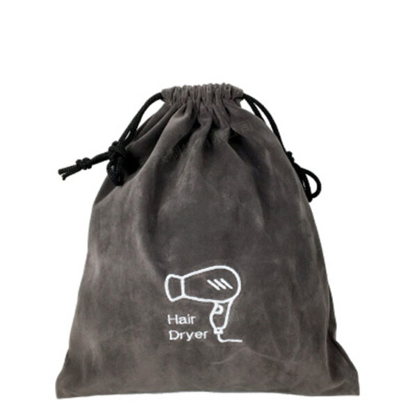Hotel flannel hair dryer bag with drawstring storage - Image 2