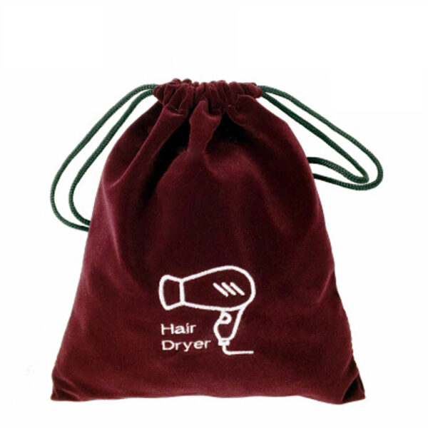 Hotel flannel hair dryer bag with drawstring storage - Image 4