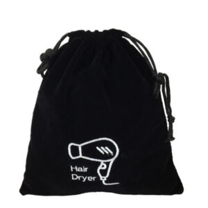 Hotel flannel hair dryer bag with drawstring storage