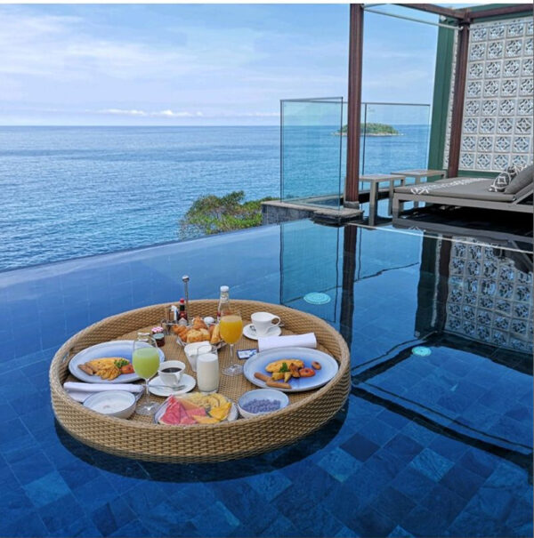 Hotel pool floating tray rattan swimming pool tray - Image 4