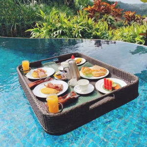 Hotel pool floating tray rattan swimming pool tray