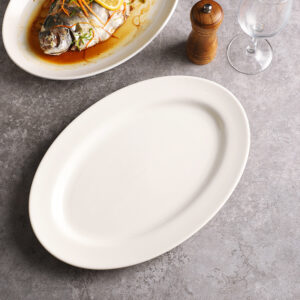 white porcelain 14” large fish plate