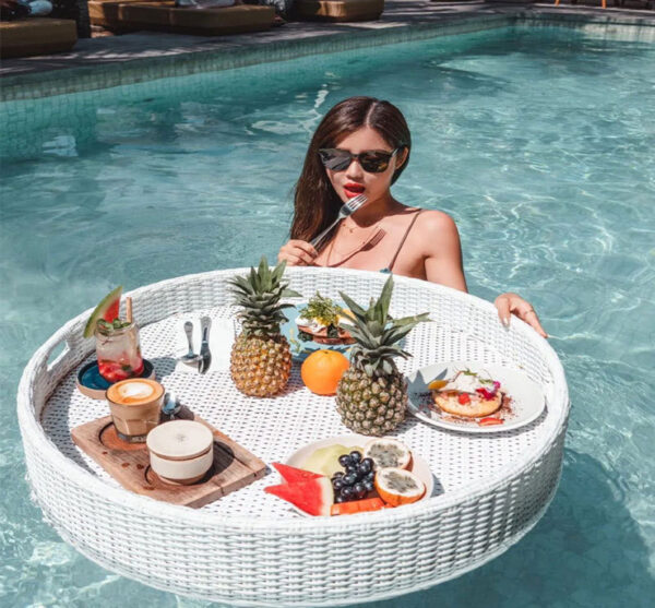 Hotel pool floating tray rattan swimming pool tray - Image 3