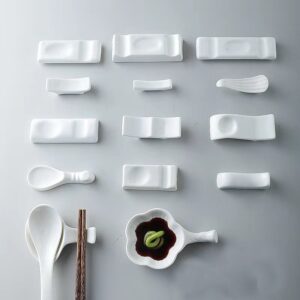 Ceramic chopstick holder with spoon rest