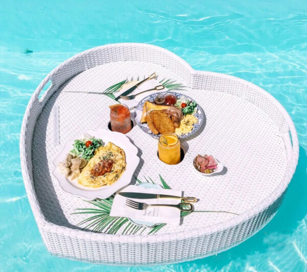 Hotel pool floating tray rattan swimming pool tray - Image 5