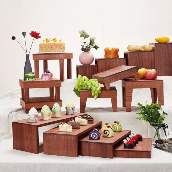 Buffet wood display Wood Dessert Display Stand Set