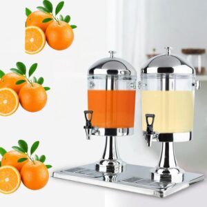 commercial-stainless-steel-juice-dispenser Commercial stainless steel juice dispenser with transparent containers and anti drip faucets for hotel buffet and restaurant service