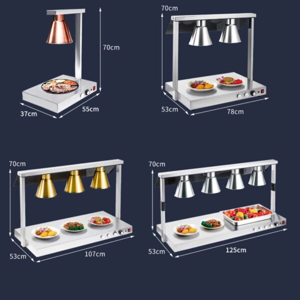 commercial-buffet-food-warmer-1-2-3-4-head Buffet Heat Lamp Food Warmer Station for Hotels and Catering