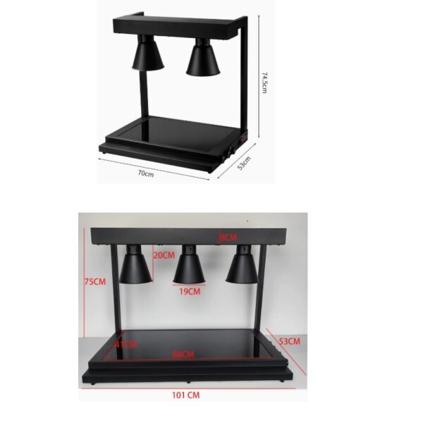 heated-glass-buffet-food-warmer-station Commercial buffet food warmer heat lamp station with double and three head models for hotel buffet equipment