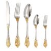 Palace style stainless steel cutlery set with gold and silver