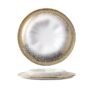 KJ023 gold ceramic plate Gold electroplated ceramic plate with embossed texture