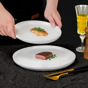 Modern minimalist honeycomb flat plate for hotel restaurant cafe steak seafood and catering presentation