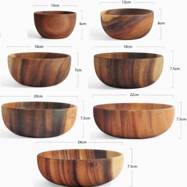 Multi size acacia wood wooden bowl dimensions specifications