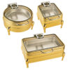 Luxury gold stainless steel buffet chafing dish with transparent visible glass lid