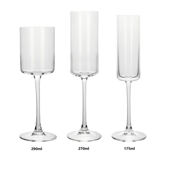 3 capacities straight cylinder champagne glass dimensions specifications