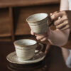 Retro Grey Coffee Cup & Saucer Set