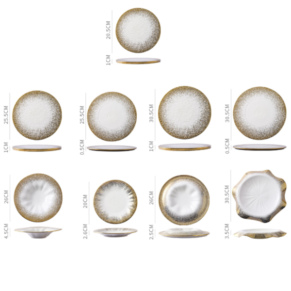 gold plate size Gold Leaf Electroplated Dinnerware Series