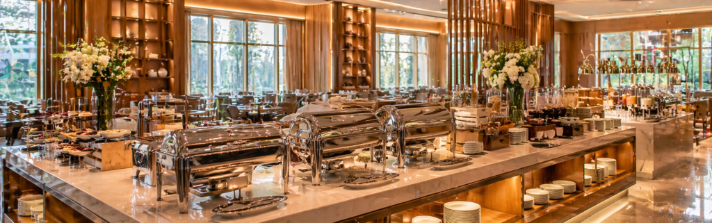 "Contact Us" Page Background Image: A real-world view of hotel buffet equipment. Inquire now to obtain similar products.