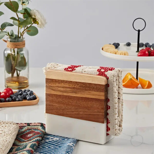 Marble & Wood Vertical Napkin Holder