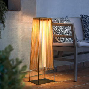 Solar outdoor garden floor lamp with stainless steel and PE rattan IP65 waterproof warm LED lighting for villa garden patio and hotel outdoor decoration