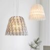 KJ056 feather-restaurant-pendant-light Modern feather restaurant pendant light in white and gray with creative layered shade design
