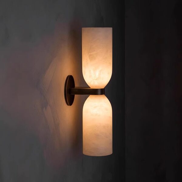 KJ057-marble-copper-wall-sconce Modern marble copper wall sconce with warm 3000K LED lighting for bedroom and hotel interior decoration