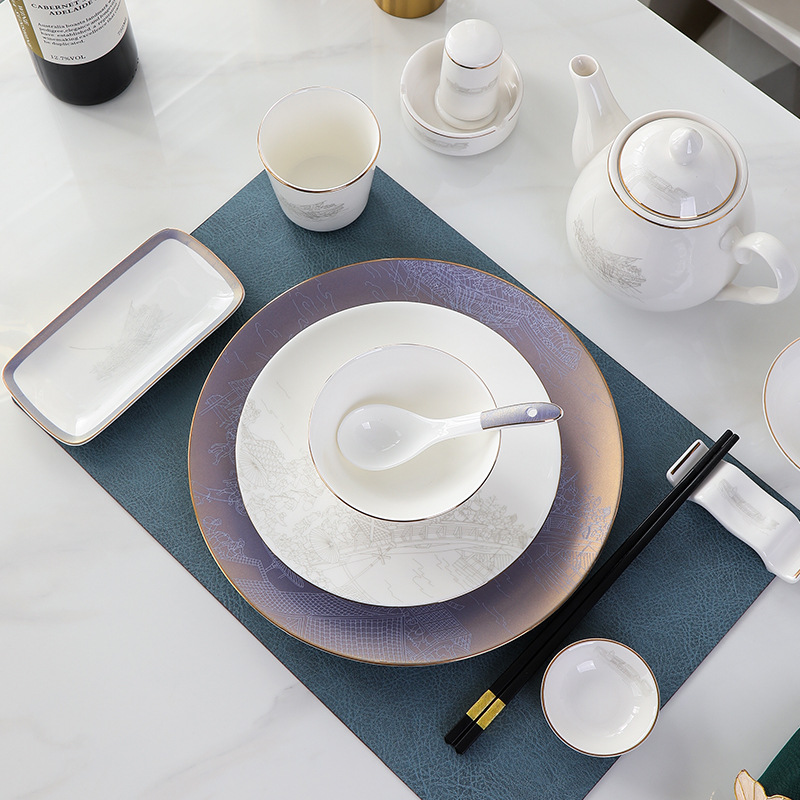 Retro speckled glaze dinner plate with rustic ceramic texture for restaurant tableware and western dining