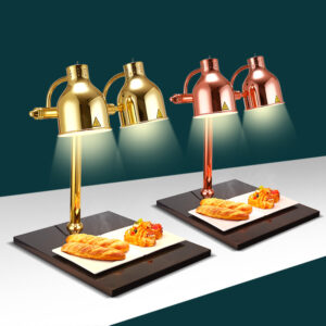 Marble base buffet heat lamp with stainless steel lampshades and dual 250W bulbs for hotel restaurant catering food warming