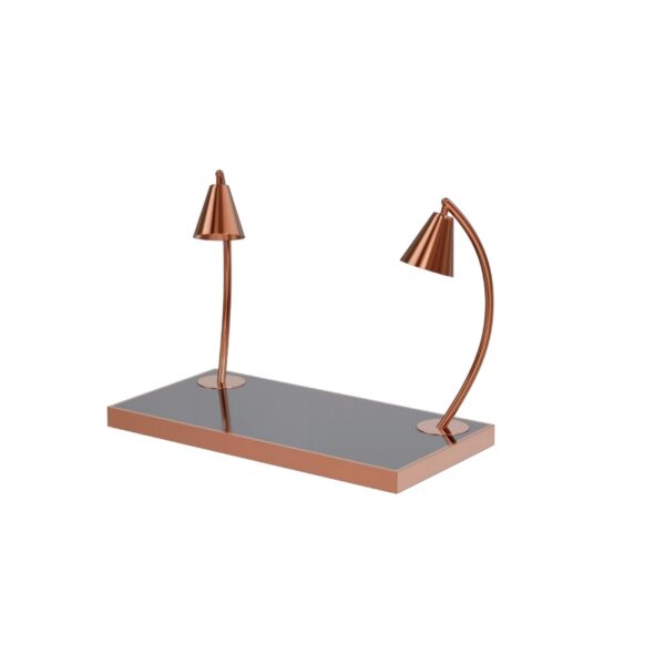 KJ065-stainless-steel-lampshade-marble-heat-lamp Double head rose gold marble buffet heat lamp 850 by 600 by 720mm with 500W total power