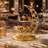 KJ066-moon-dessert-display-stand-gold Gold stainless steel moon dessert display stand for hotel buffet