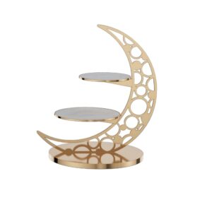 KJ066-moon-dessert-display-stand-gold-stainless-steel. Gold stainless steel moon dessert display stand for hotel buffet and dessert table display