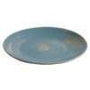 KJ071-blue-matte-glaze-ceramic-dinner-plate Gold-decorated blue matte glaze ceramic plate with hand-painted swirl pattern for hotel restaurant fine dining