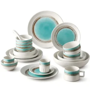 KJ081-DINNERSET(1) Premium hand painted ceramic dinnerware set for hotel restaurant table setting
