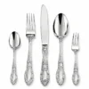 Royal embossed stainless steel cutlery set with 5-piece flatware design