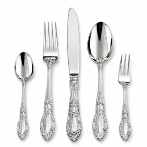 KJ083A-cutlery set Royal embossed stainless steel cutlery set with 5-piece flatware design