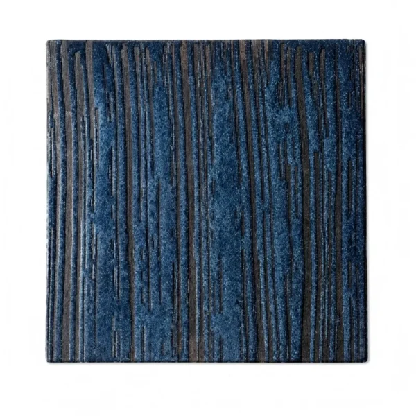 Textured square ceramic plate with blue black glazed finish for restaurant tableware