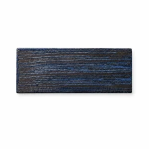 KJ086-Textured rectangular ceramic serving plate Textured rectangular ceramic serving plate with blue black glazed finish for restaurant tableware