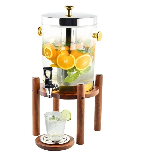 KJ088-Wooden Base Juice Dispenser Wooden base juice dispenser with 8L clear PC container and metal faucet