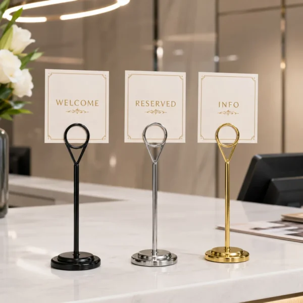 Restaurant table number stand used for welcome reserved and information cards